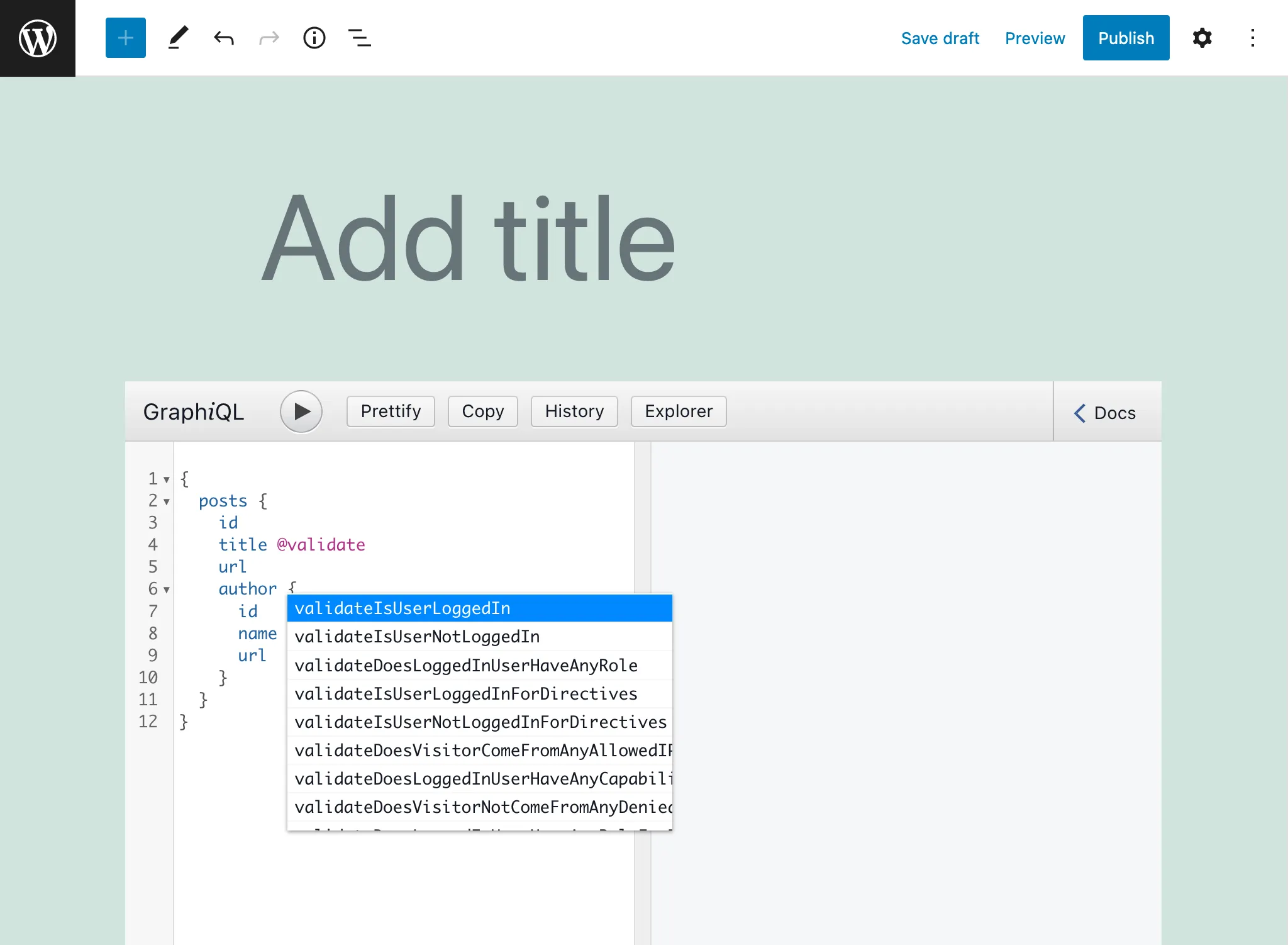 Chỉ thị kiểu schema có sẵn trong trình soạn thảo Persisted queries Chỉ thị kiểu schema có sẵn trong trình soạn thảo Persisted queries