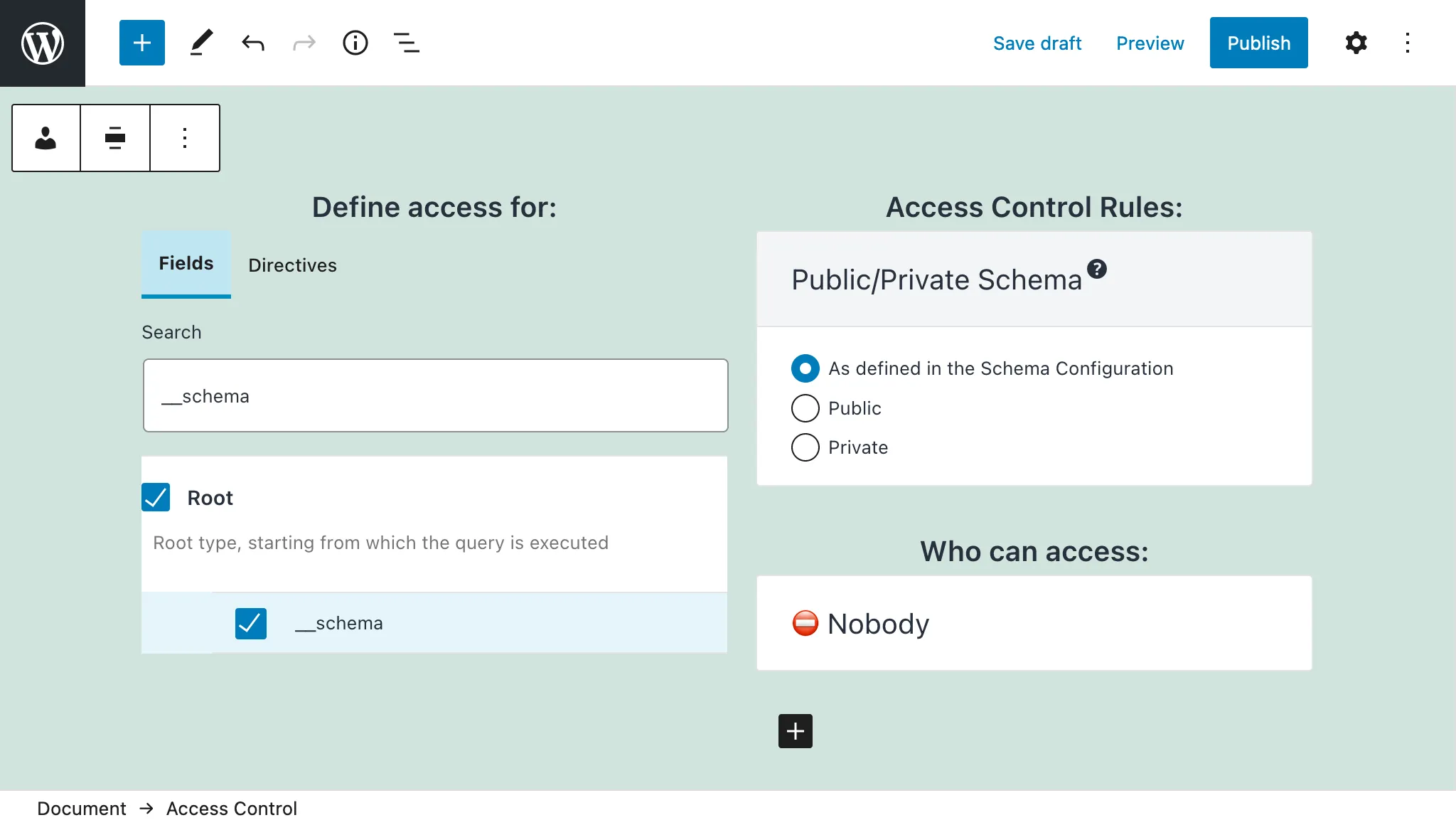 Tắt trường __schema trong Access Control List Tắt trường __schema trong Access Control List