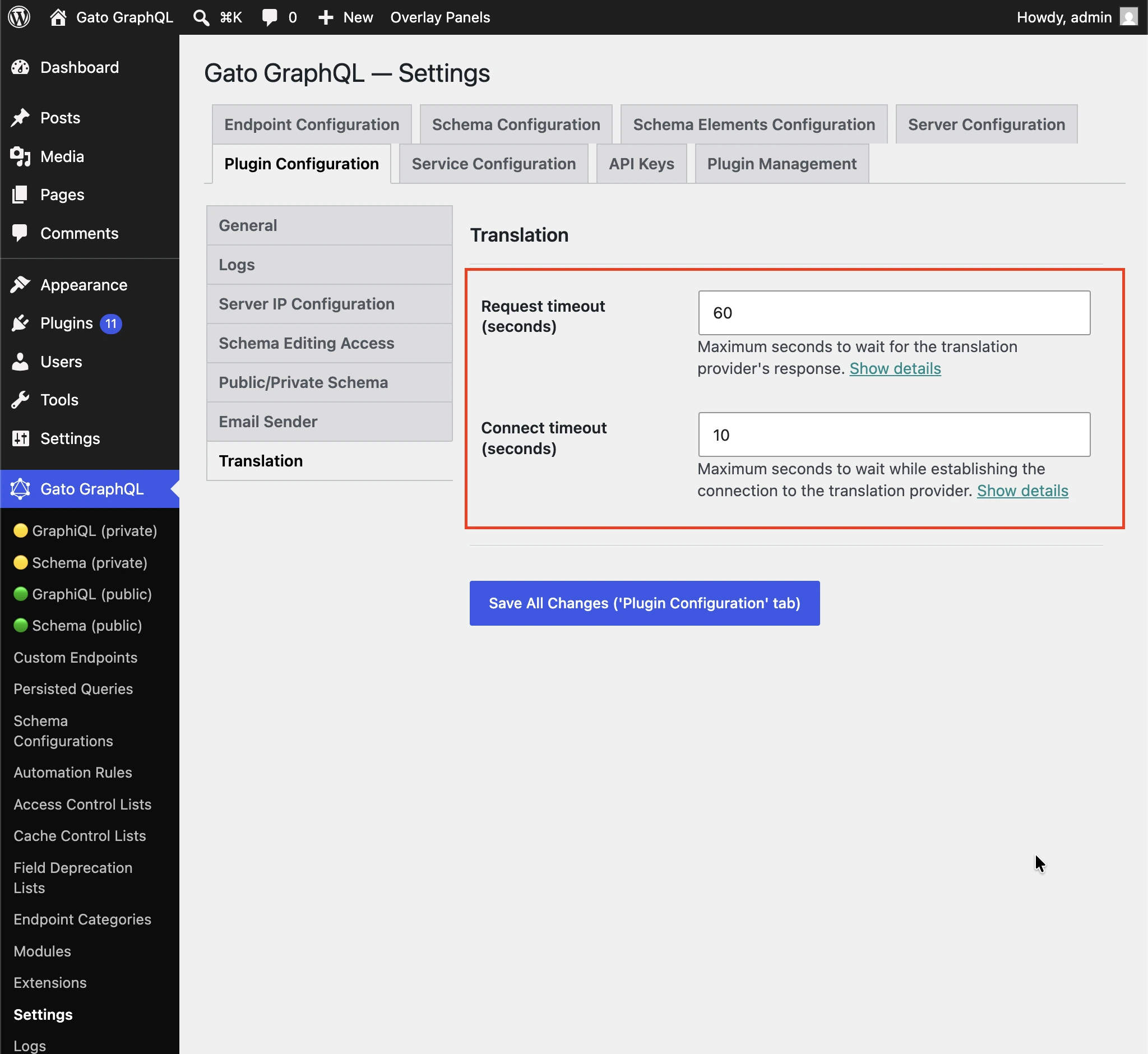 Đặt Request timeout và Connection timeout cho dịch thuật