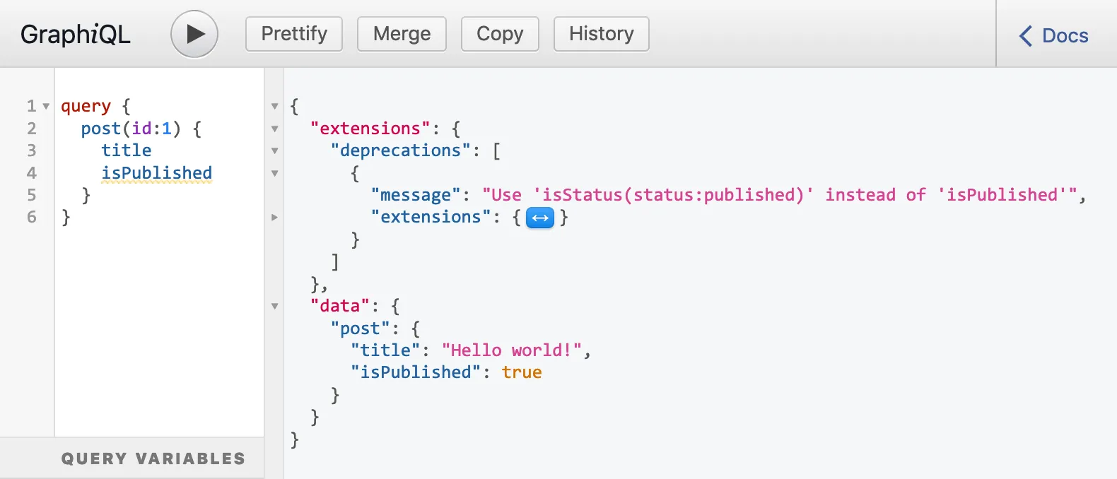 Thông tin deprecation trong phản hồi của query Thông tin deprecation trong phản hồi của query