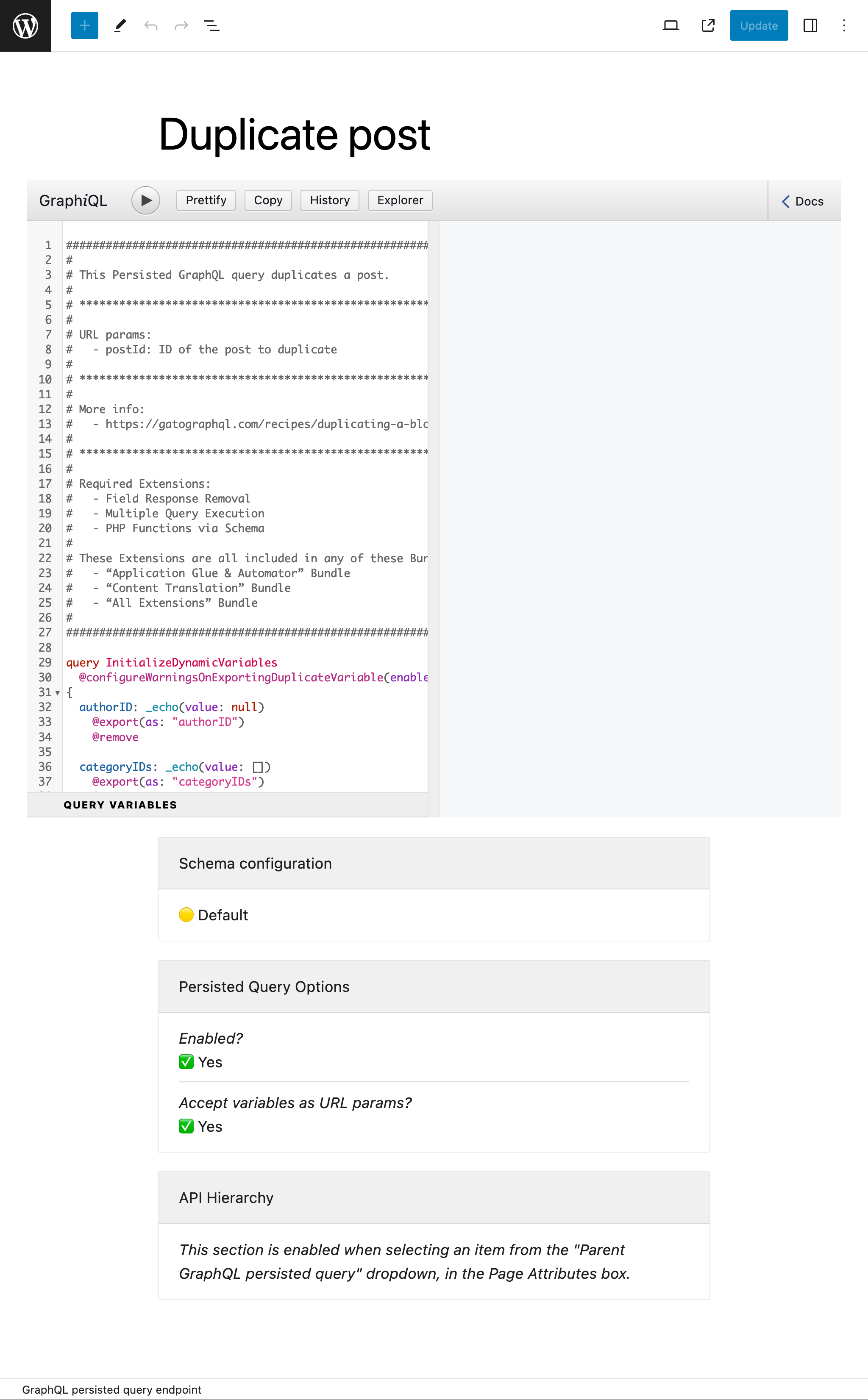 Persisted Query trong Editor