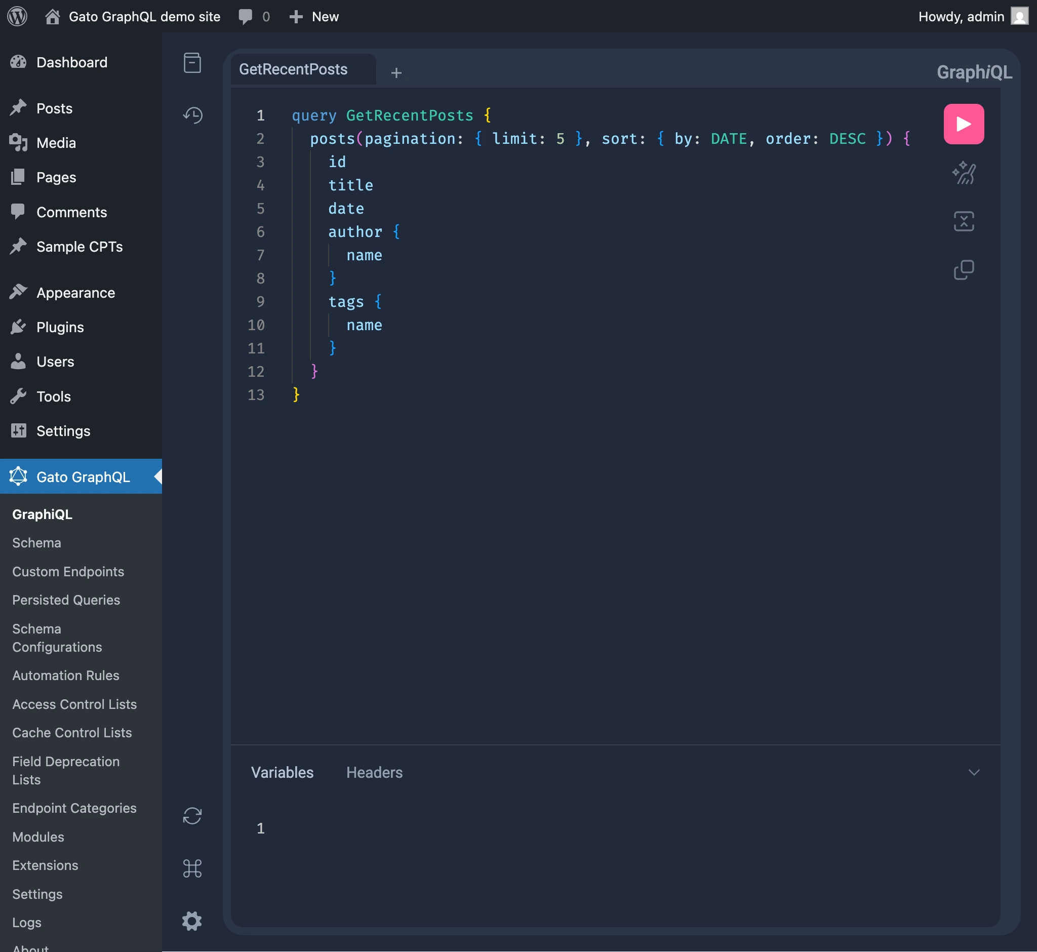 GraphiQL client GraphiQL client