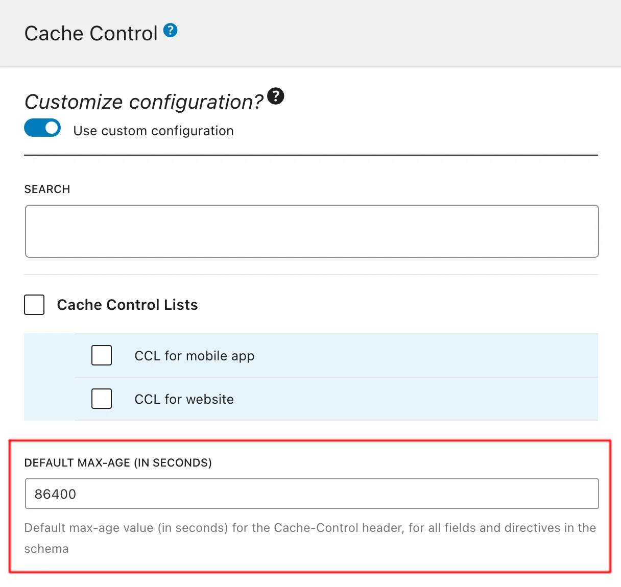 Giá trị max-age mặc định trong Schema Configuration Giá trị max-age mặc định trong Schema Configuration