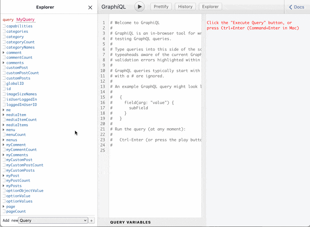 Soạn một persisted query với Explorer Soạn một persisted query với Explorer