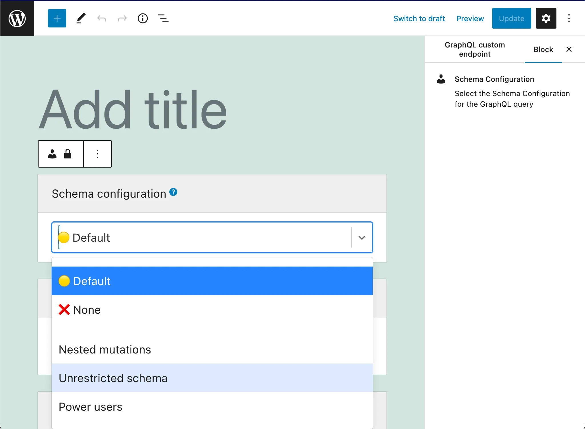 Chọn Cấu hình Schema trong Custom Endpoint