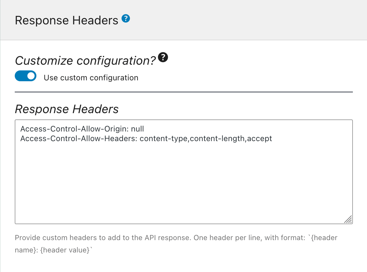 Cung cấp Header Phản hồi trong Schema Configuration