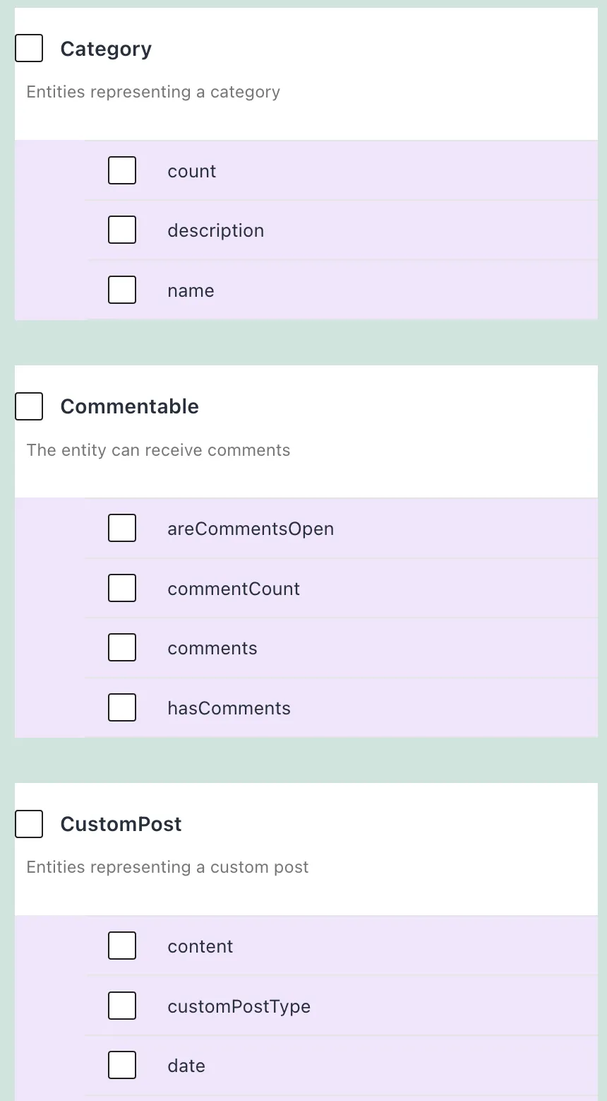 Chọn một trường từ một interface