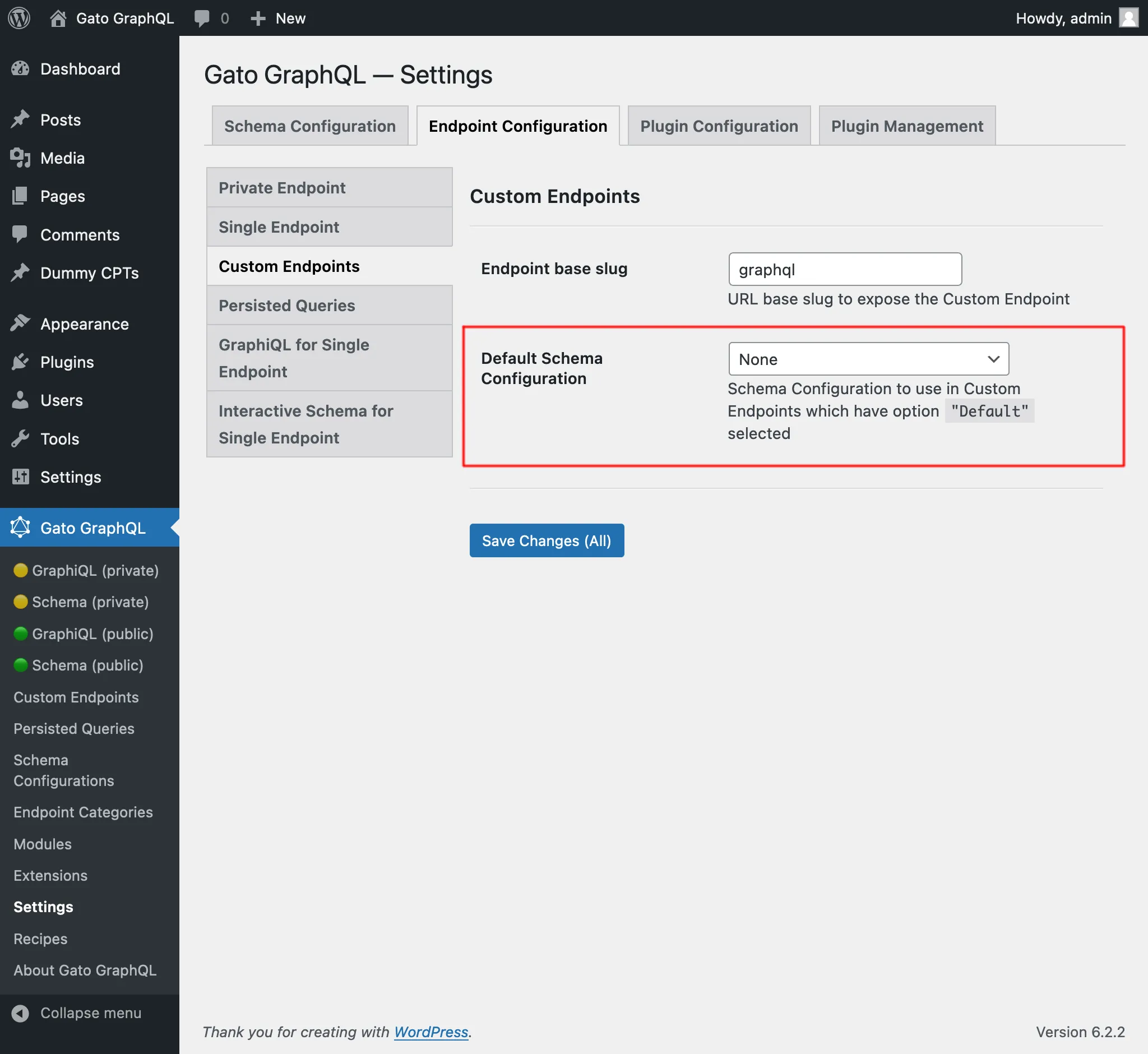 Cấu hình schema mặc định trong Settings