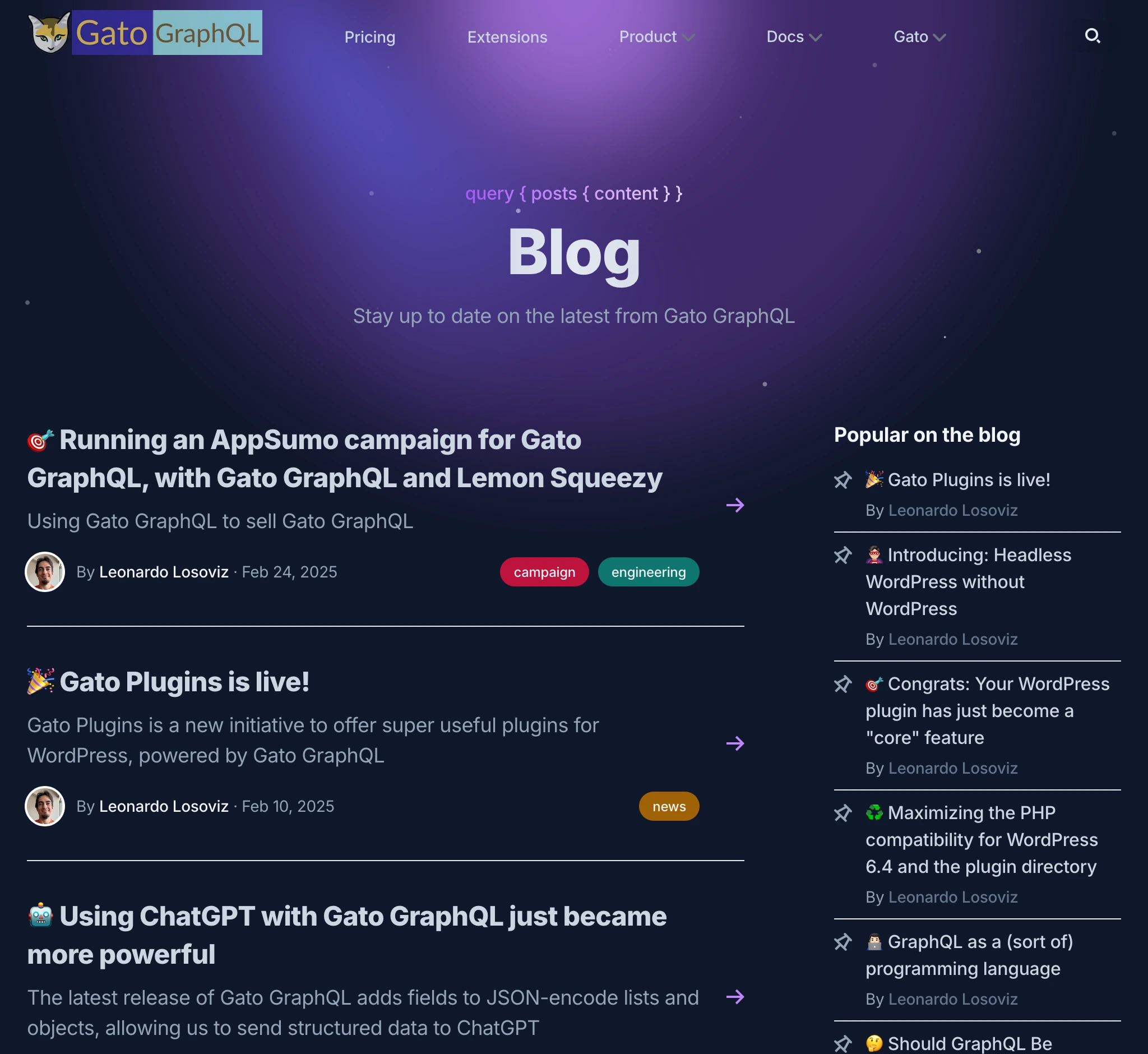 Phần blog trên gatographql.com