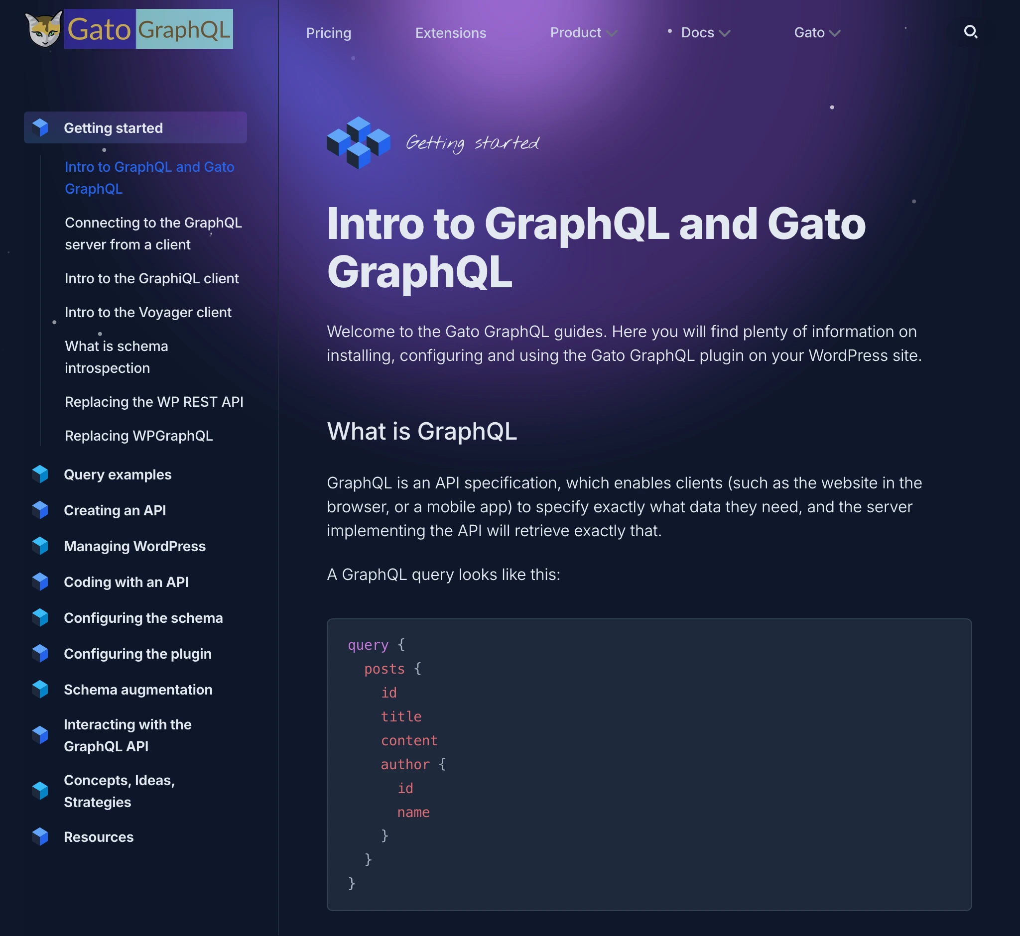 Phần tài liệu trên gatographql.com
