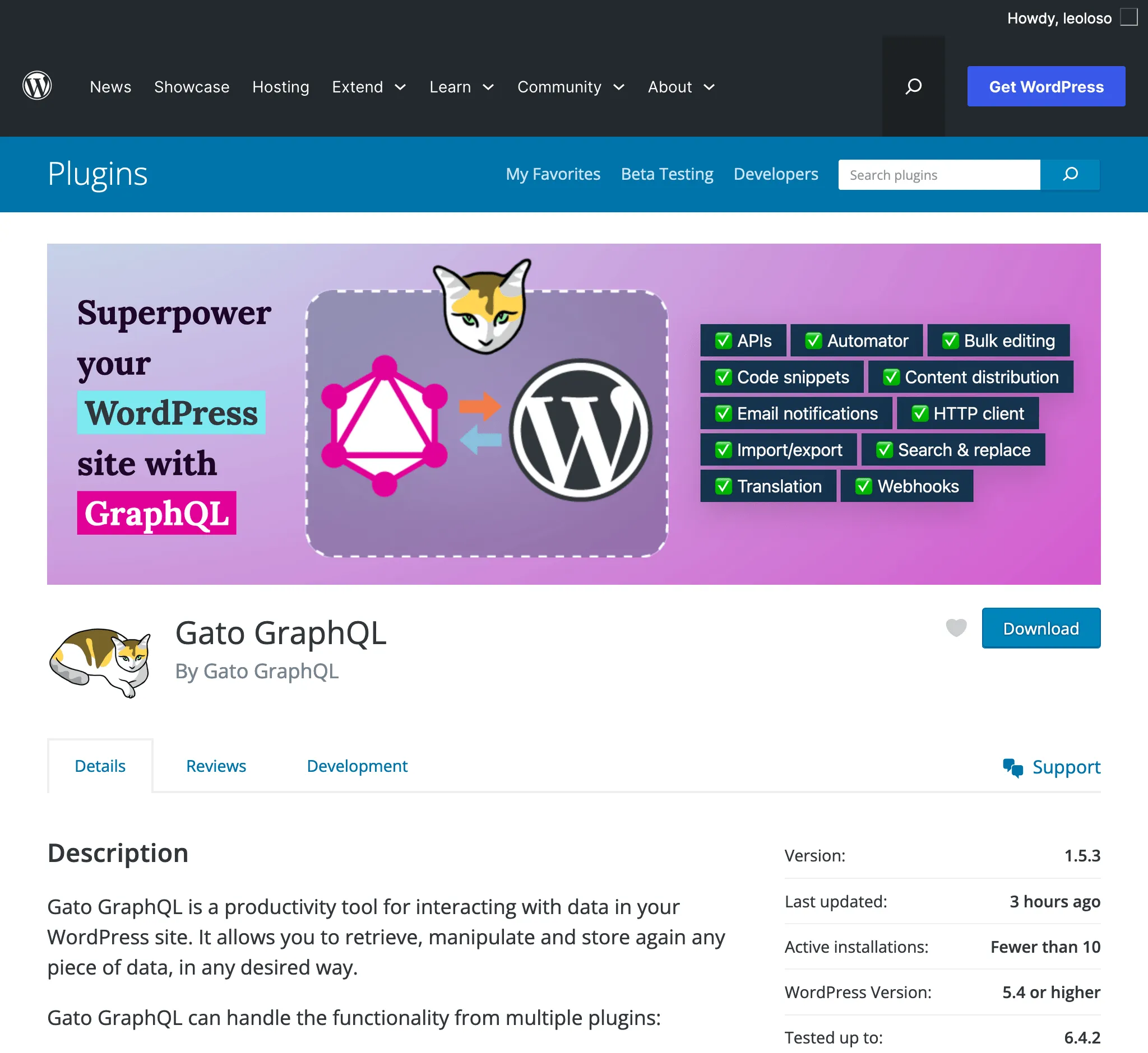 Gato GraphQL trên thư mục plugin WordPress