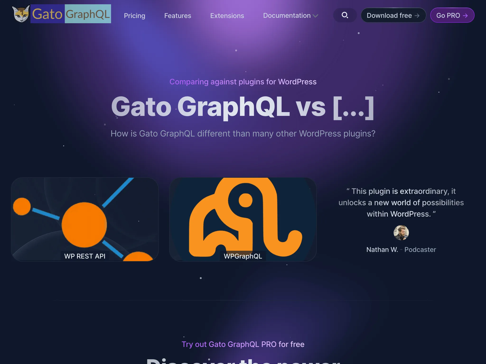 Trang So sánh trên trang web mới của Gato GraphQL
